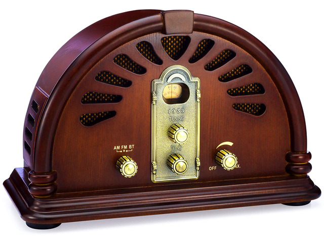 Classic Vintage Retro Style AM/FM Radio with Bluetooth - Handmade Wooden Exterior Dark Brown