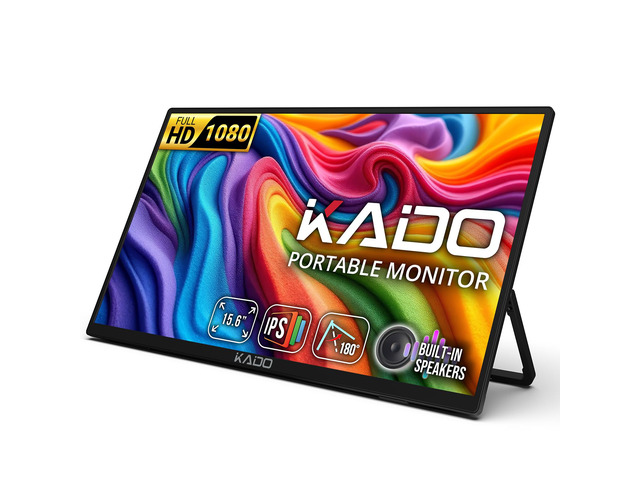 15.6' FHD Portable Monitor 1920x1080 Second Display IPS HDMI USB-C Laptop Screen Extender, 180° Adjustable Kickstand, Wall/Arm Mount for PC, Mac,...