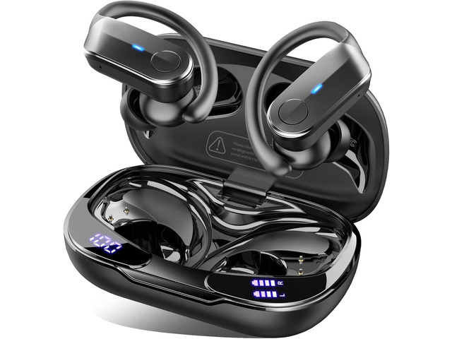 Wireless Earbuds Sport with Earhooks, Bluetooth 5.4 Headphones with 4-Mic ENC Noise Cancelling, IPX8 Waterproof, 70H Deep Bass, LED, USB-C...
