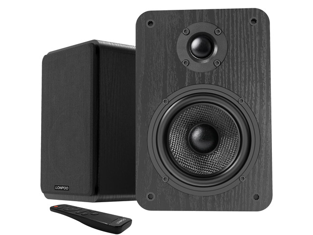 60W Active Bookshelf Speakers, Stereo Home Speaker with 1' Silk Dome Tweeter & 4' Aramid Woofer, Multi Input Bluetooth/Optical/RCA/AUX, Compatible...