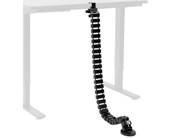 No Drill Clamp-on Desk Vertebrae Cable Management Kit, Adjustable Quad Entry Flexible Cord Organizer for Home Office, Black, DESK-AC01P-B