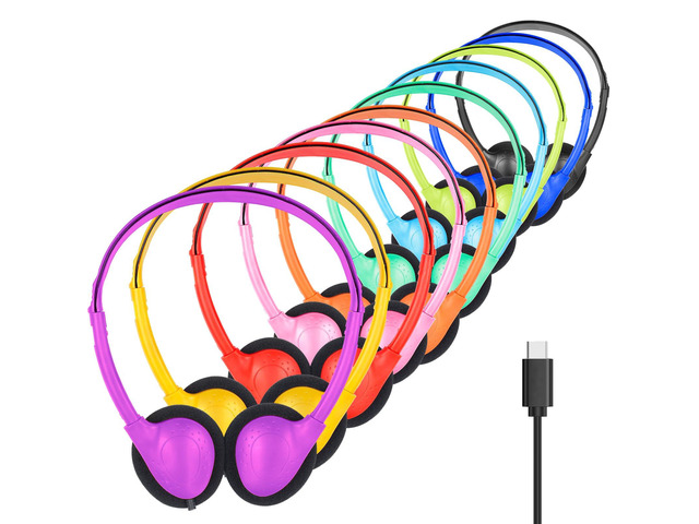 USB C Headphones Bulk for Classroom School Kids 10 Pack,USB Type C Headphones Wired for School Student Children Compatible with Pad Smartphones...