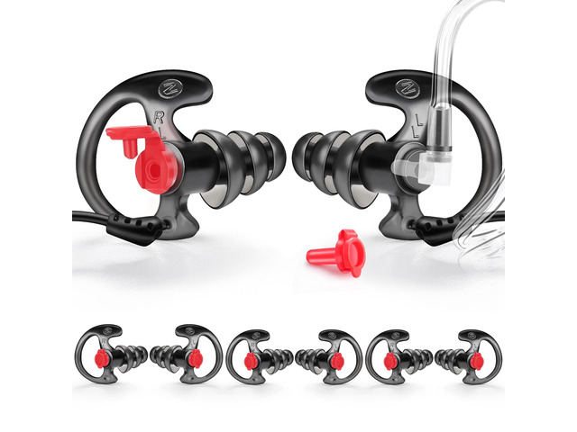 Triple Flanged Earpiece, Comfortable Silicone Earmould Earbud Earplug - Black, Medium, Pair of 4