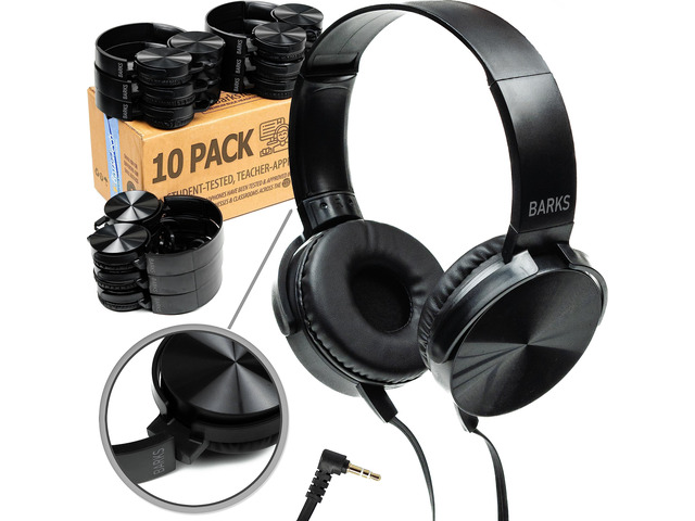Classroom Headphones (10 Pack, Stealth) - On-Ear Premium Student Bulk Headphones: Perfect for Kids K-12, Schools & Class Sets (Durable, Great...