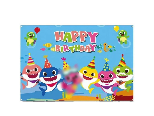 Baby Birthday Party Shark Background (71 inches * 47 inches), Blue Cartoon Ocean Photo Background for Baby Gifting Party Decoration, Shark...