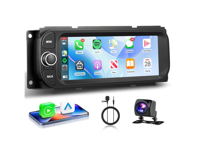Radio for Dodge Ram 1500/2500/3500 2002-2006,Jeep Grand Cherokee 1999-2004 Jeep Wrangler 2003-2006 Wireless CarPlay Android Auto 5G WiFi 6.86 IPS...