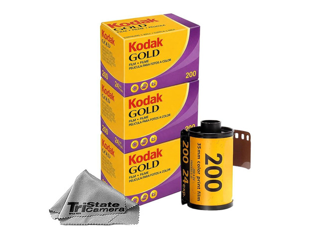 Gold 200 35mm Color Negative Film (3-Pack) 24 Exposures per Roll, ISO 200, Daylight-Balanced Print Film + TSC Microfiber Cloth