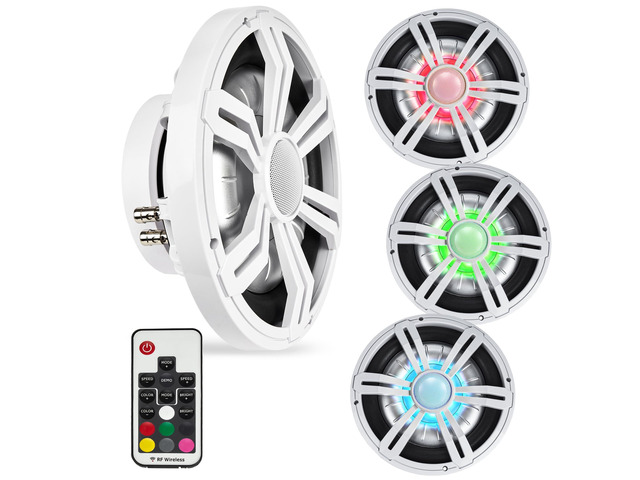 BMSS10RW 800W Peak (400W RMS) 10' Shallow Marine Subwoofer with Multi-Color LED Lighting for Boats/ATV/UTV/SxS/Powersport