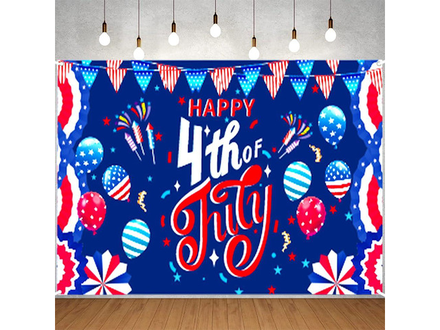 4th of July Banner Independence Day Decorations Outdoor 41 * 71inch Patriotic Yard Sign Party Supplies Red White and Blue Stars Backdrop for...