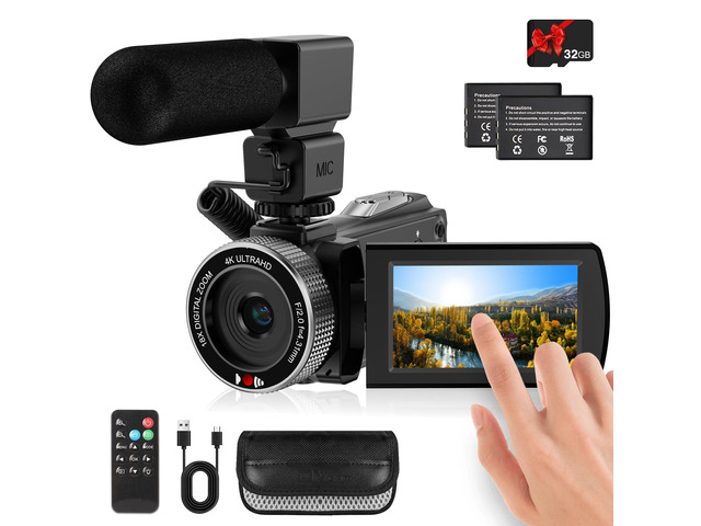 Video Camera Camcorder Full HD 4K 48MP Vlogging Camera for YouTube Digital Camera Recorder Video Camera for Filming with 3.0' Touch Screen,2...