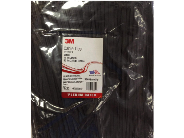 Standard Cable Tie, Black/Nylon, 50 lbs. Tensile, 11 inches, Pack of 500 CT11BK50-D
