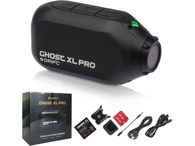 Drift Ghost XL Pro 4K Action Camera for Motorcycle Helmet, Waterproof Action Camera with Image Stabilization, Rotating Lens, Dash Cam Mode,...