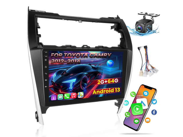 [2+64G] for Toyota Camry Radio 2012 2013 2014 with Carplay and Android Auto, Android 10.1 inch Touch Screen Camry Car Stereo, HiFi...