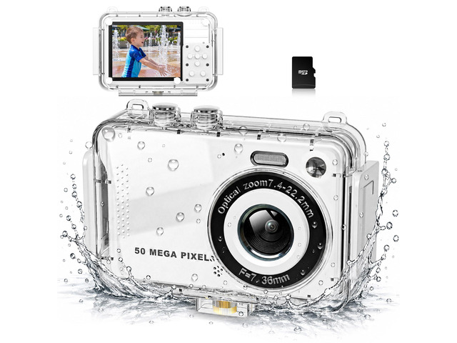 Kids Camera with Waterproof Case, 4K Vlogging Digital Camera 16X Zoom Autofocus, 50MP Underwater Toddler Camera for Travel, Swimming, Outdoor,...