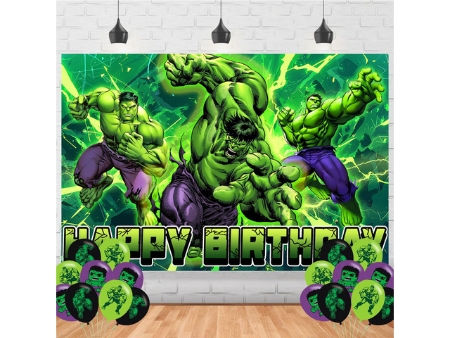 Green Hero Birthday Backdrop for Cartoon Movie Theme Party Decorations, Photo Studio Background Props