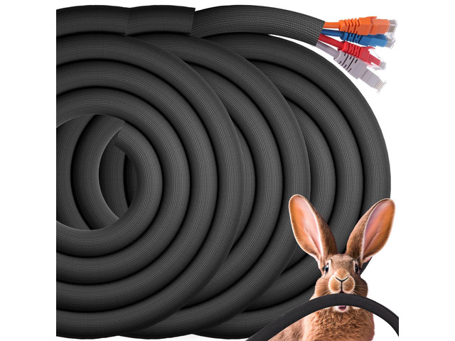 3 Pack 30ft Cord Protectors from Pets No Chew, 3/8 Inch Ultra Durable Cord Covers for Pets, Durable Electrical Cable Management Sleeve for Rabbits,...