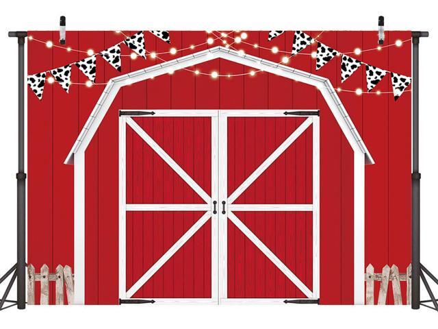 Red Barn Door Wooden Farmhouse Backdrop 7×5FT Red Barn Door Photography Backdrop Rustic Country Scene Farm Party Decoration Photo Props