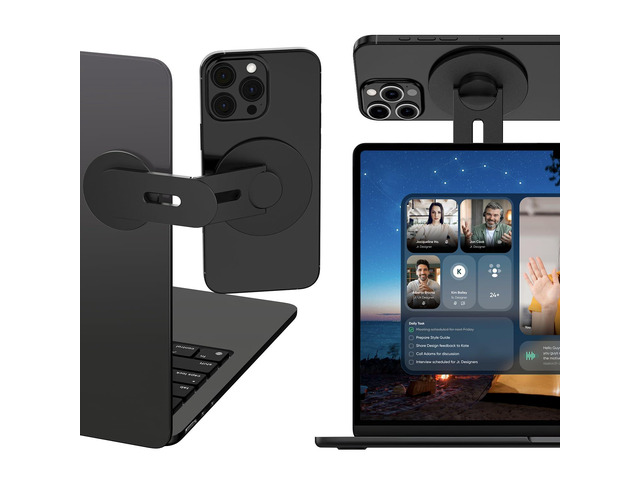 Magnetic Phone Holder for Laptop, 360° Adjustable MacBook Monitor Side Mount for iPhone 17 Pro Max/16/15/14/13/12 MagSafe for Tesla, Portable...