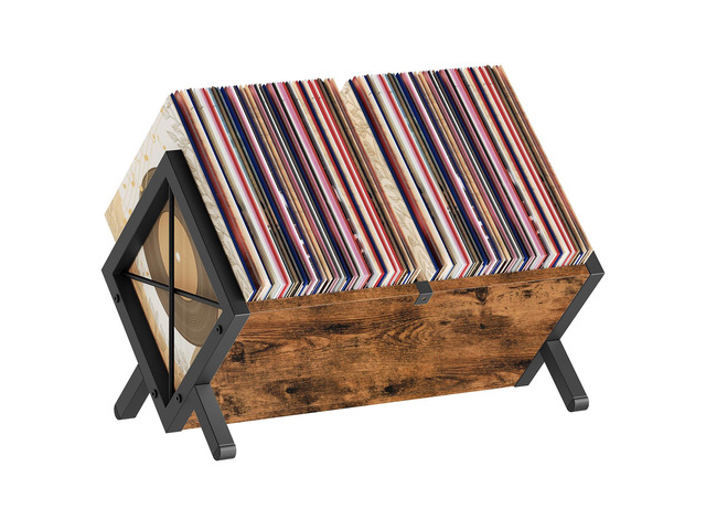 Vinyl Record Holder, Record Storage Rack Holds 80-100 LPWooden and Metal Record Organizer, Quick Assembly Magazine Holder for CDs, Magazine,...