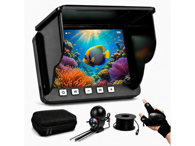 Underwater Fishing Camera,4.3' LCD Screen,Portable Fish Finder with 12 IR LED Night Vision & 200° Wide,IP68 Waterproof Ice Fishing Camera with 50ft...