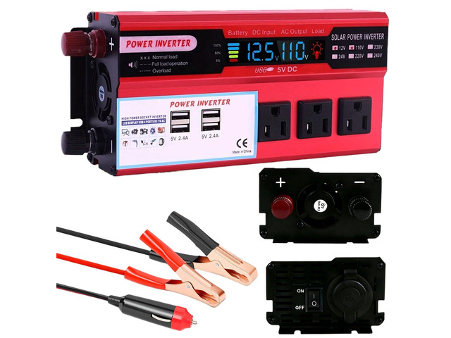 1000W Power Inverter for Vehicles,DC 12V to 110V AC,3 AC Outlets & 4 USB Ports car Plug in Adapter Outlet with 1 Cigarette Lighter Ports car Power...