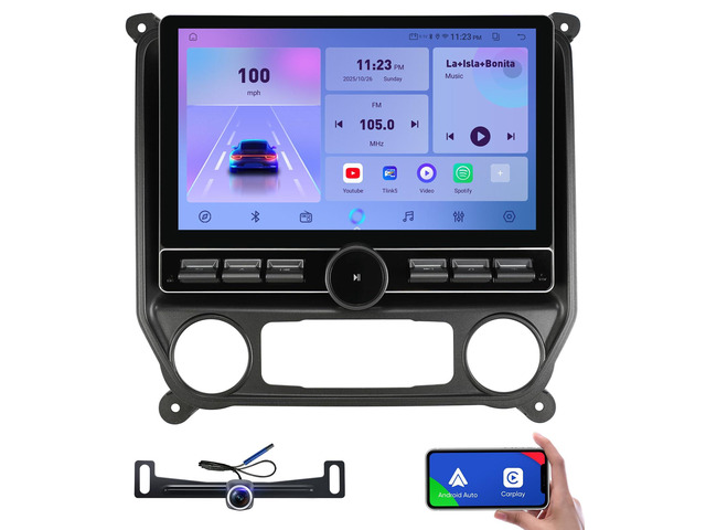 Replacement Radio for Chevy Silverado GMC Sierra - Car Stereo Wireless Carplay Android Auto 2014-2018 QLED Touch Screen Radio Upgrade GPS...