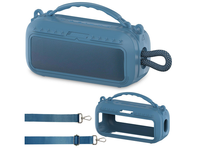 Silicone Cover Case for Bose SoundLink Plus Portable Speaker Protective Soft Silicone Case with Carrying Handle and Shoulder Strap (Blue Dusk)