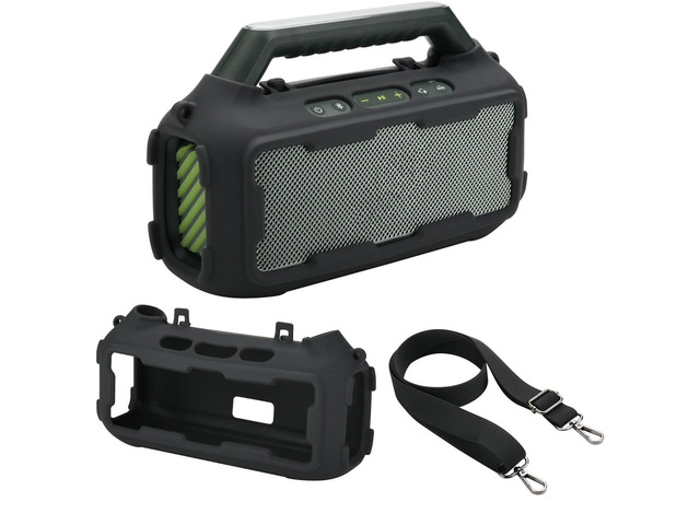 Silicone Cover for Soundcore Boom 2 Outdoor Speaker(Black) Travel Silicone Sleeve Case Shockproof Protective Cover Soft Skin with Shoulder Strap