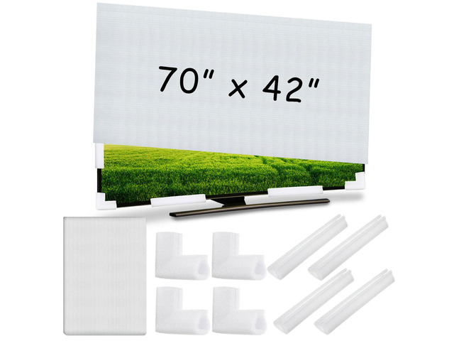 Cushioning Foam Set Include 1 Pcs Foam Flat Screen TV Cover Fits up to 70'' W x 42'' H and 8 Pcs Moving Foam Corner Edge Protectors for TV Display...