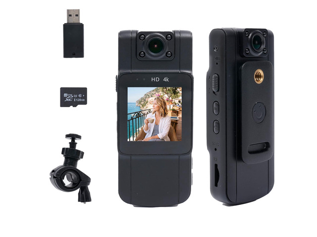 Body Camera,HD 4K Mini Body Cam, with Audio and Video Recording,128GB Wearble Portable Camera,for Work, Guard, Travel,Vlog