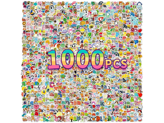 1000 pcs/Set Random Theme No Repeated Cute Cartoon Stickers for Kids Teens- Small Waterproof Vinyl Decals for Laptop, Scrapbooking, DIY Crafts -...
