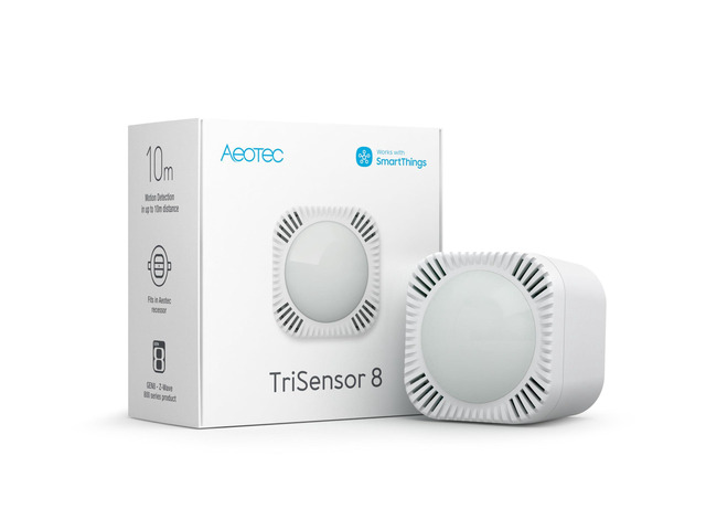 TriSensor 8, 800 Series Zwave Motion Sensor, Temperature, Light Sensor, Work with Zwave Hub Smartthings 3-in 1 Security System, Long Range Capable