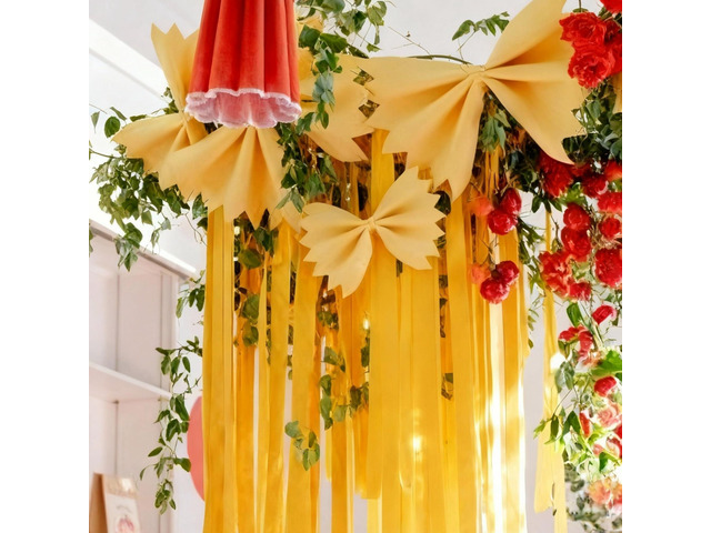 18 Pcs DIY Pasta Party Decorations Italian Food Themed Yellow Streamer DIY Craft Pasta Night Party Decor for Italian Pizza Spaghetti Baby Shower...