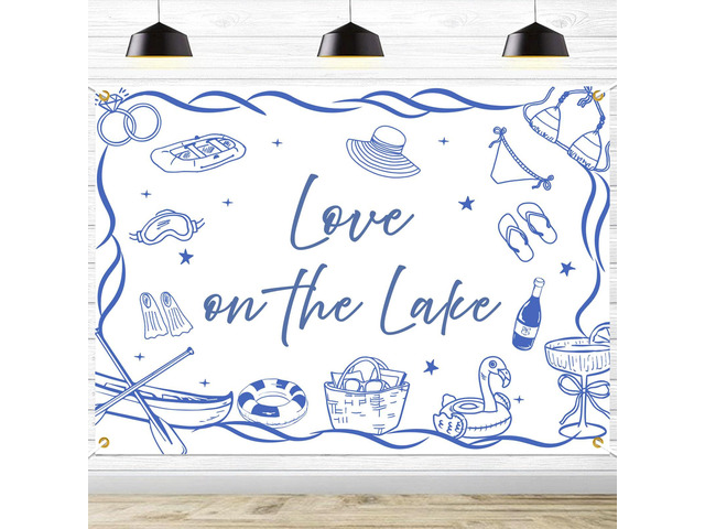 Love on The Lake Backdrop - Camping Bachelorette Party Decorations, Lake Bach Party Decorations, Camping Bachelorette Weekend Photo Props, 7 * 5Ft