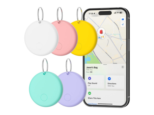 5 Pack Air Smart Tags for Apple Find My, IP67 Waterproof Bluetooth Smart Trackers for Keys, Luggage, Wallet, (iOS Only) Key Finder with Replaceable...