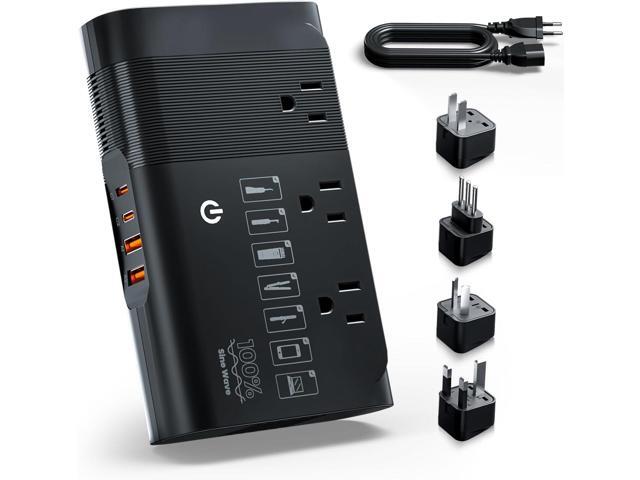500W 220V to 110V Pure Sine Wave Voltage Converter, Black Travel Adapter Included, Europe/UK/AU Plug Compatibility, For Hair Straighteners,...