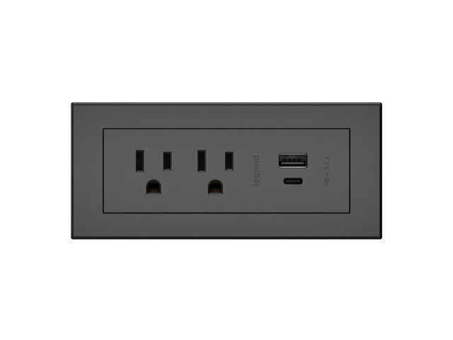 Legrand radiant Furniture Power Strip 2 Outlet USB A/C Black 6 Ft Cord Commercial Rated, Utlra Durable, Child Safe Tamper Resistant, Easy...