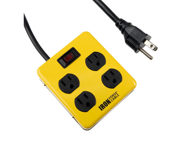 4 Outlet Surge Protector Power Strip, 4 Ft 4 Grounded Outlets, Circuit Breaker - For Home, Office & Workshop