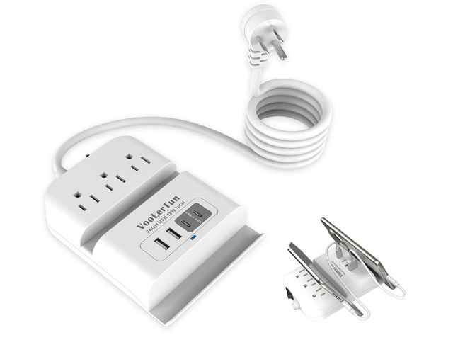 Surge Protector Power Strip Outlet Extender 4 USB Charging Station with Multi Outlet,6FT Flat Plug Extension Cord 3 AC with Overload Protection ETL...