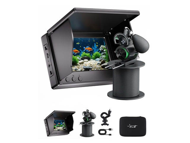 Fishing Camera with Infrared Night Vision Light,220° Wide Angle Monitoring of FishPortable Fish Finder with 100ft Cable, 4.3 Inch LCD and Upgraded...