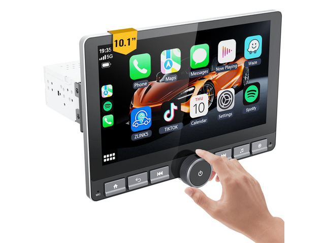 10.1 Inch Single Din Car Stereo,Wireless Apple Carplay Android Auto,Android Car Stereo 2G+64G, Built-in GPS/Wi-Fi/Mirror Link, Includes Backup Camera