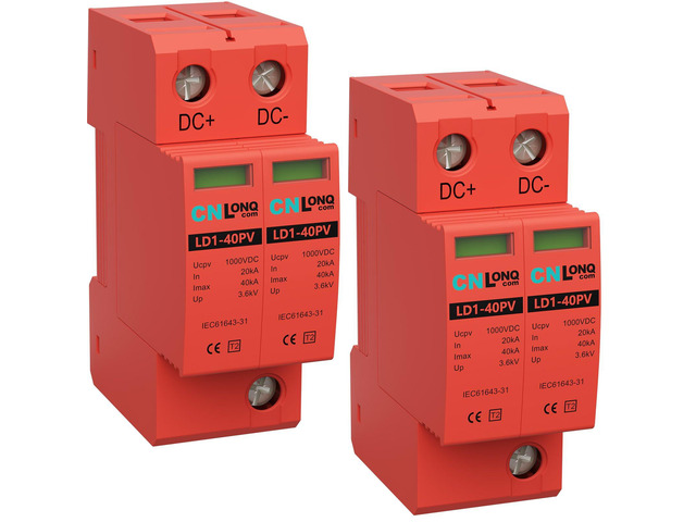 2P 40KA Voltage Surge Protector DC 1000V Solar PV Lightning Arrester Device for Rv, Home Lightning Protection System 35mm DIN Rail Mount (2pcs)