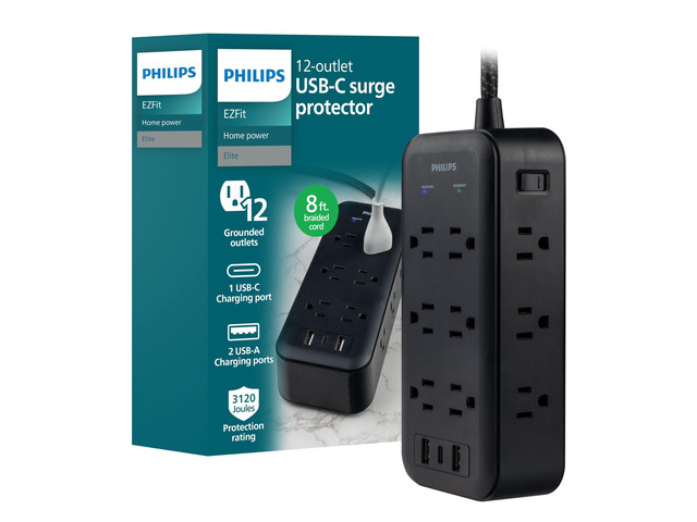 Surge Protector Power Strip with USB Ports 8 Ft Long Braided Extension Cord, 3120 Joules, 12 Outlet Extender (Wide Spaced), 2 USB-A, 1 USB-C,...