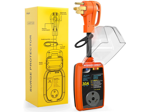 50 to 30 Amp RV Surge Protector 4200 Joules 14-50P to TT-30R RV Power Adapter Voltage Monitor Converter 125V/3750W Waterproof Circuit Analyzer...