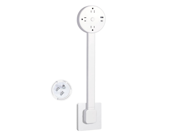 Rotating Multi-Outlet Extension with On/Off Power Switch and USB Ports, Vertical Power Lift Socket Expander, Extendable Power Strip for Behind...