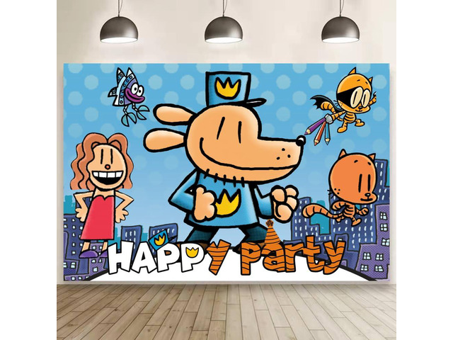 Dog Cartoon Man Birthday Party Decorations, 5x3ft Happy Birthday Backdrop Banner Theme for Dog Party Decorations Indoor Outdoor
