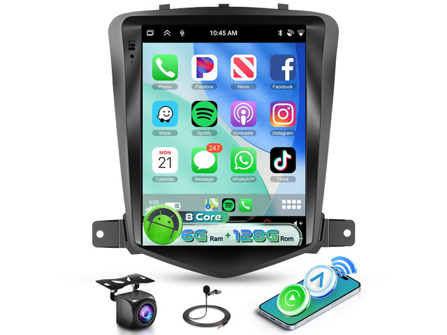 8Core 6G+128G Car Stereo for Chevy Cruze 2009-2015, Android 15 Radio with DSP 32-EQ,9.7Inch IPS Vertical Touch Screen,Wireless Carplay/Android...