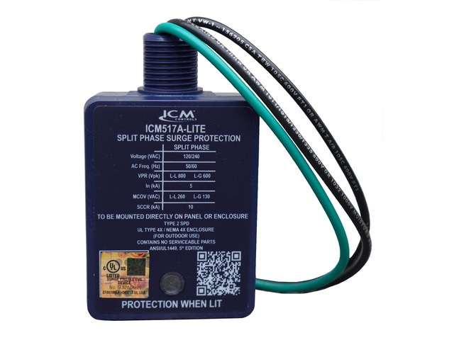 ICM517A-Lite HVAC Surge Protector, 60kA, NEMA 4X, ICM 517 Lite, UL ICM517A-Lite Surge Protector TPMOV tech, 60kA/612J rating, NEMA 4X enclosure,...