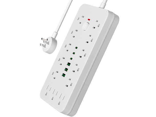 Surge Protector Power Strip 10 FT Flat Plug, 1875W/10A, 13 Multiple AC Outlets with 3 USB-A 3 USB C, One Touch Switch Button,Perfect for Home,...