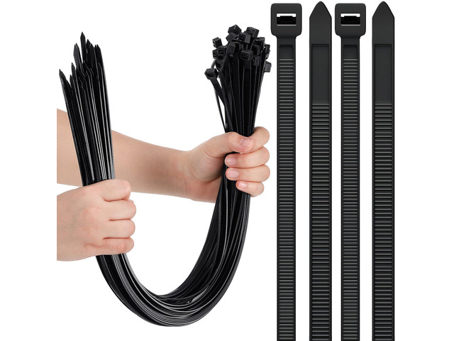 300 Pcs Zip Ties 36 Inch Heavy Duty 500 Lbs Extra Long Large Cable Ties Plastic Nylon Wire Tie for Indoor and Outdoor Use (Black)